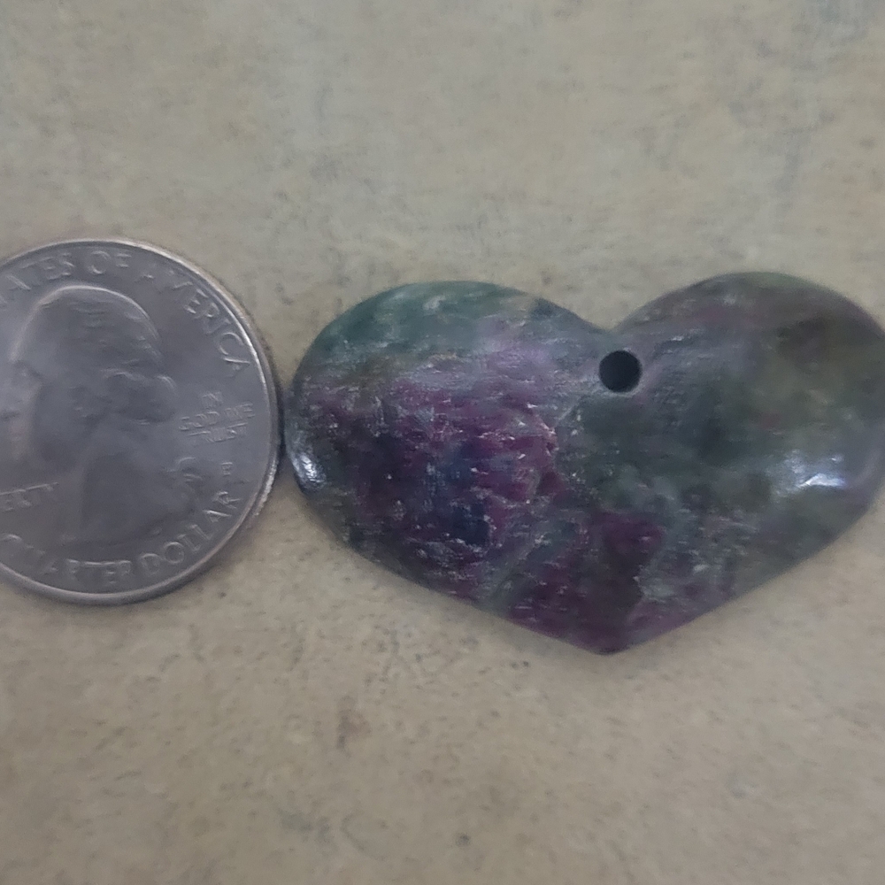 Drilled Natural Ruby In Fuschite Heart Pendant - image 2